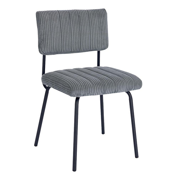 Chaises côtelé Gris  –CHALINGRI-LOT DE 2