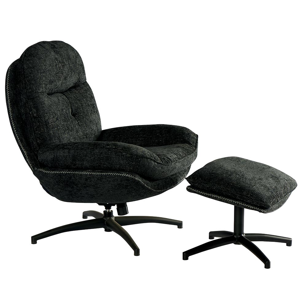 Fauteuil Pivotant et Inclinable avec Pouf Anthracite BRANSON