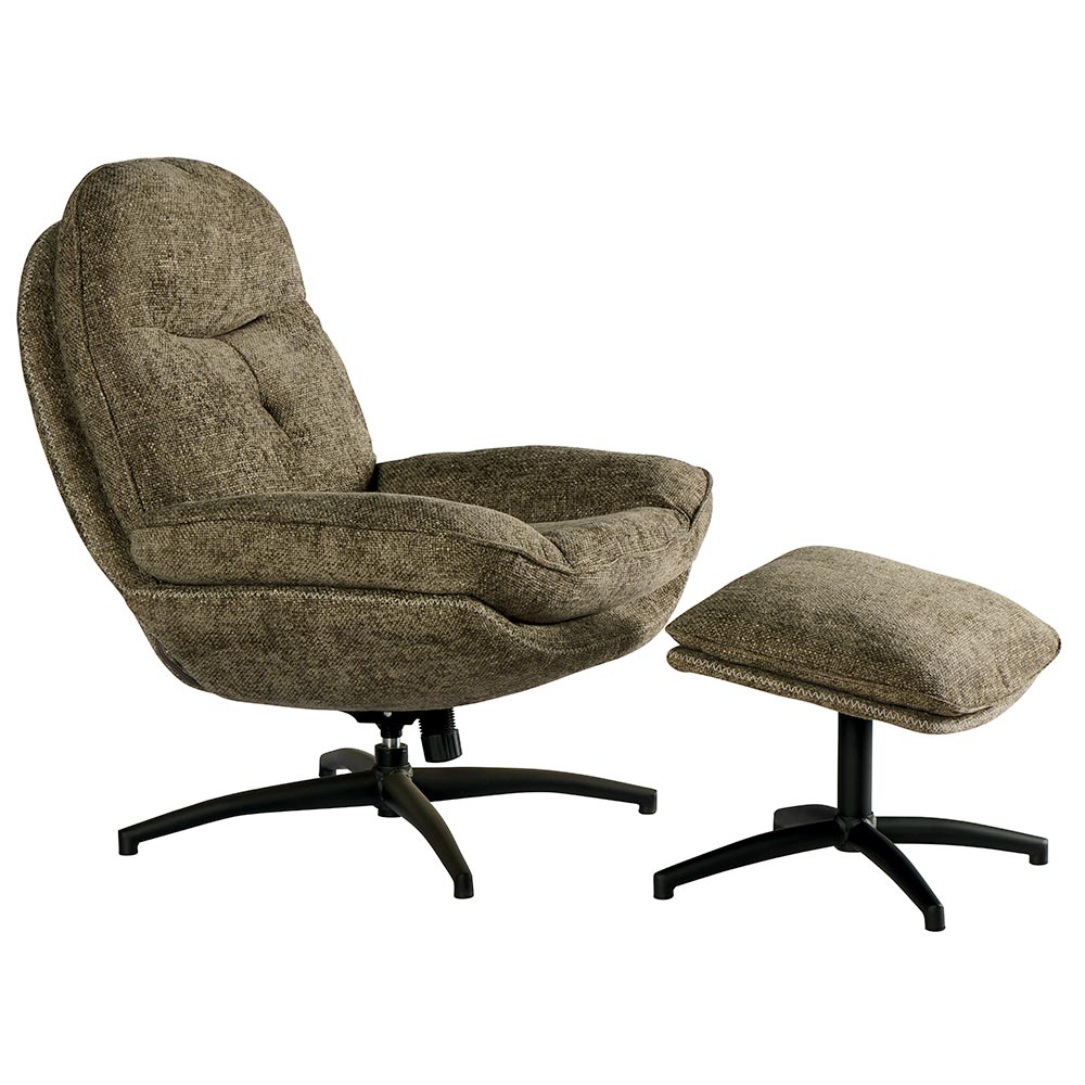 Fauteuil Pivotant et Inclinable avec Pouf Taupe BRANSON