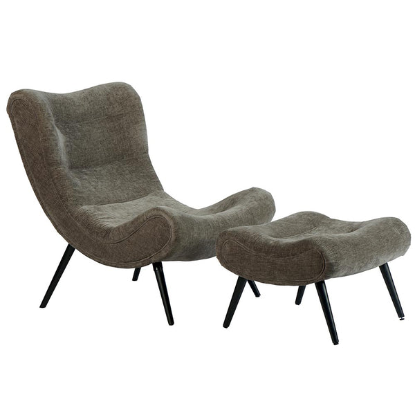 Fauteuil avec Pouf Gris CASPE