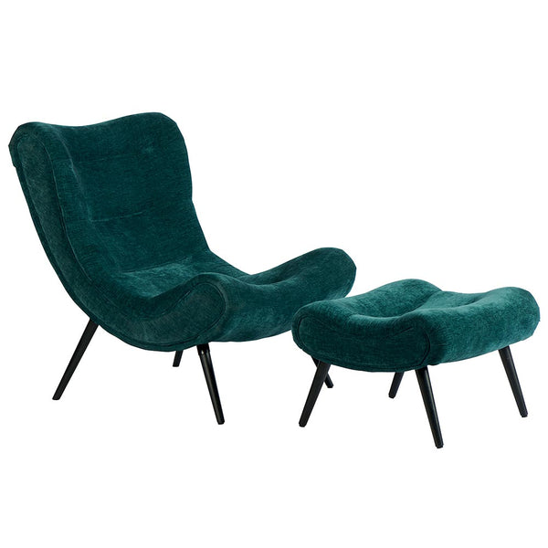 Fauteuil avec Pouf Bleu pétrole CASPE