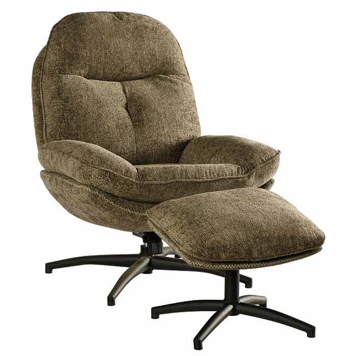 Fauteuil Pivotant et Inclinable avec Pouf Taupe BRANSON