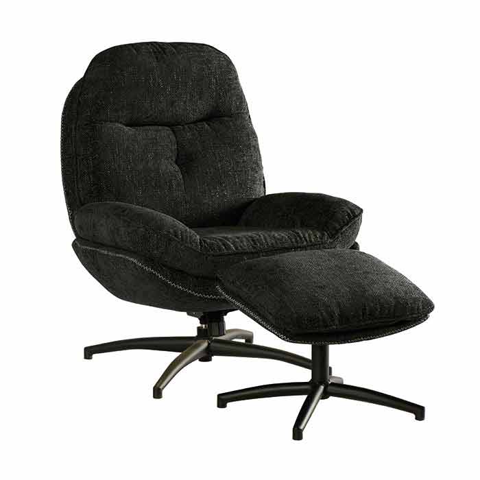 Fauteuil Pivotant et Inclinable avec Pouf Anthracite BRANSON