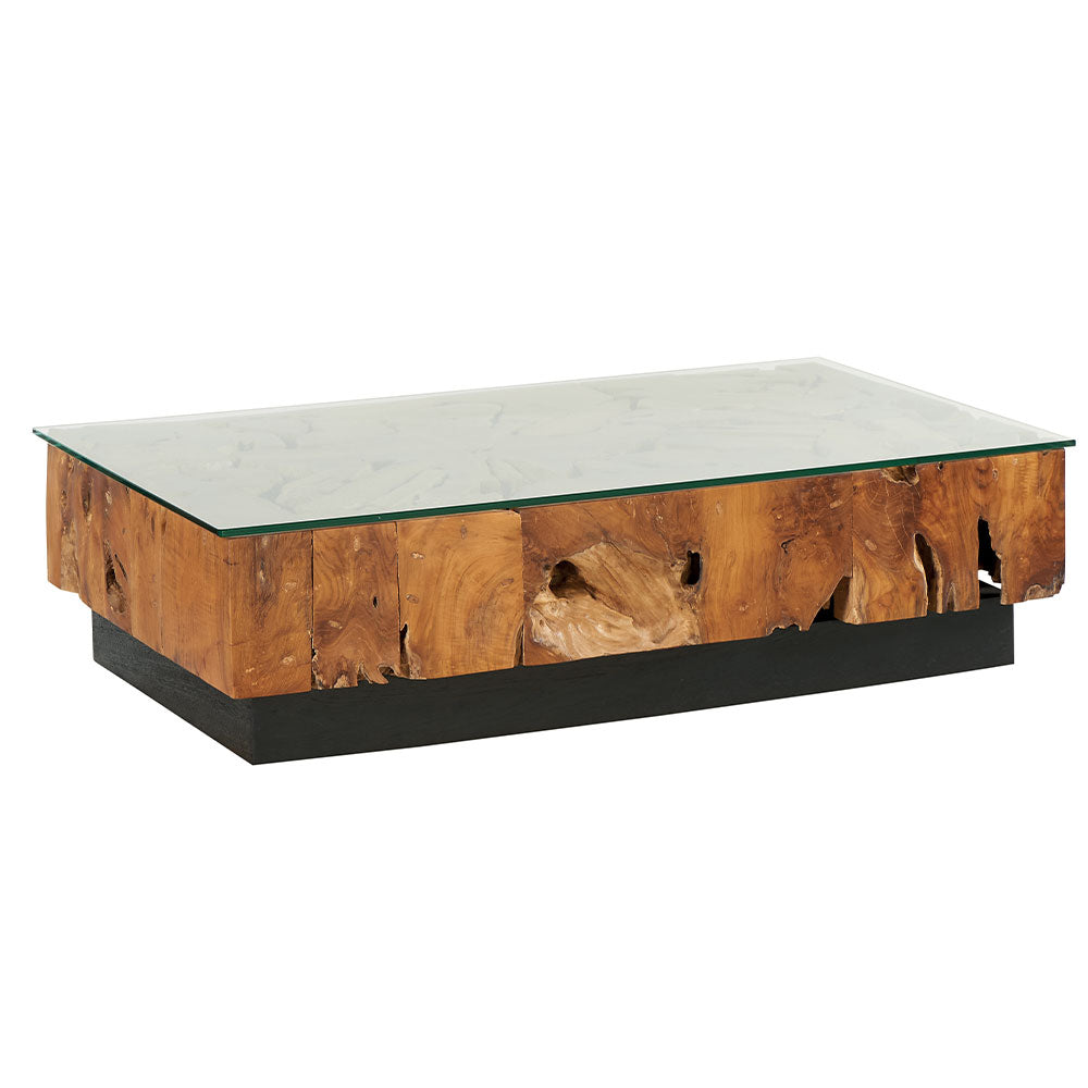 Table basse en teck et vitre ATATA