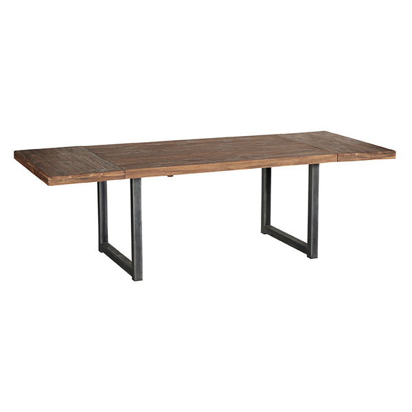 Table teck et métal 160/260cm