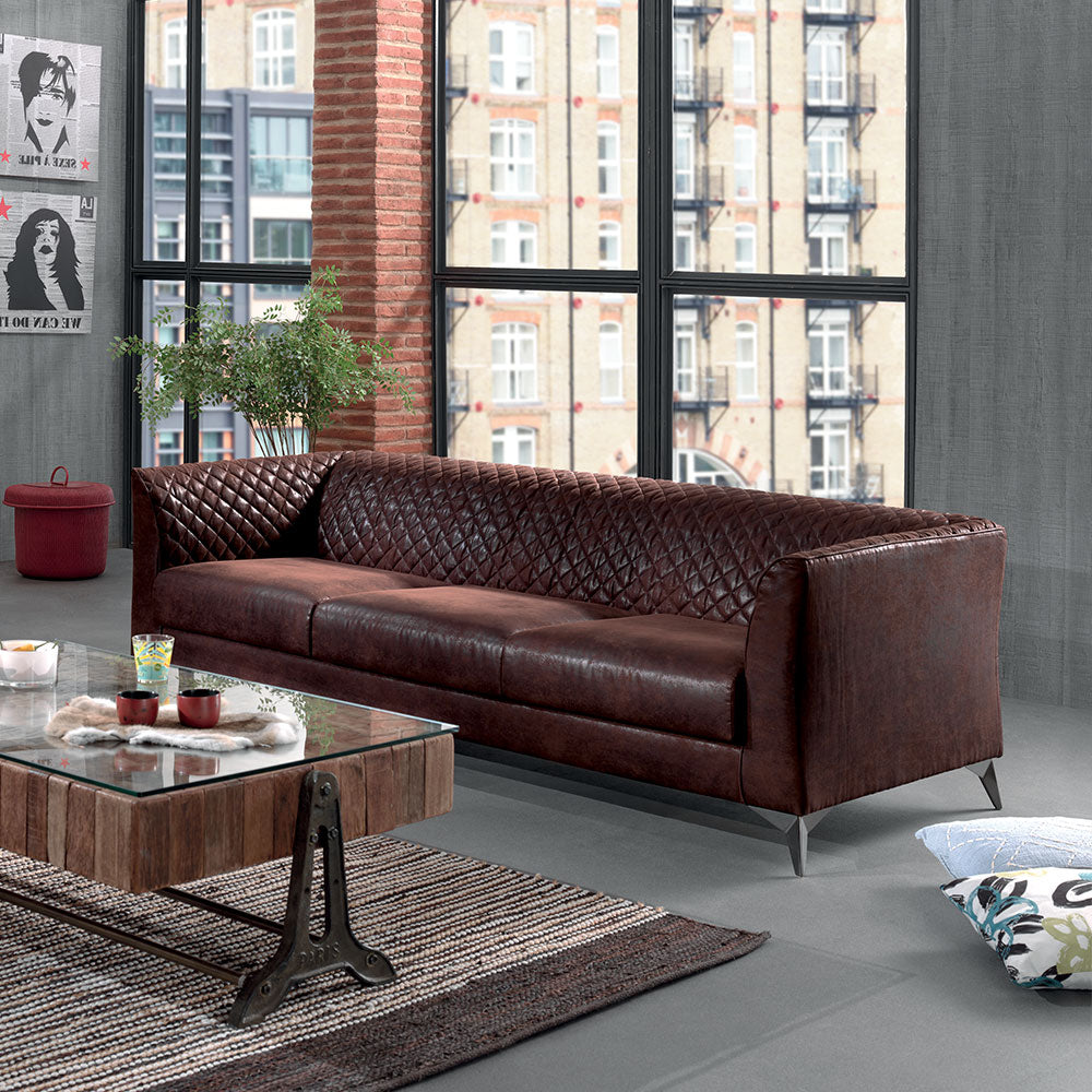 Canapé 3 places tissu marron  LIVERPOOLXXL